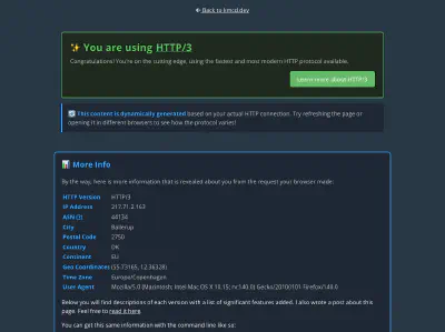 Screenshot of HTTP Version Tool