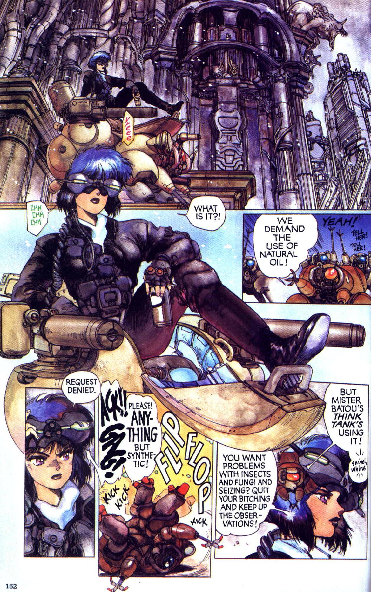 The AI tanks, known as Fuchikoma, contrast their bulky, spider-like armor with a highly inquisitive personality. They provide excellent comic relief while driving some of the core philosophical questions about artificial sentience as the story unfolds.