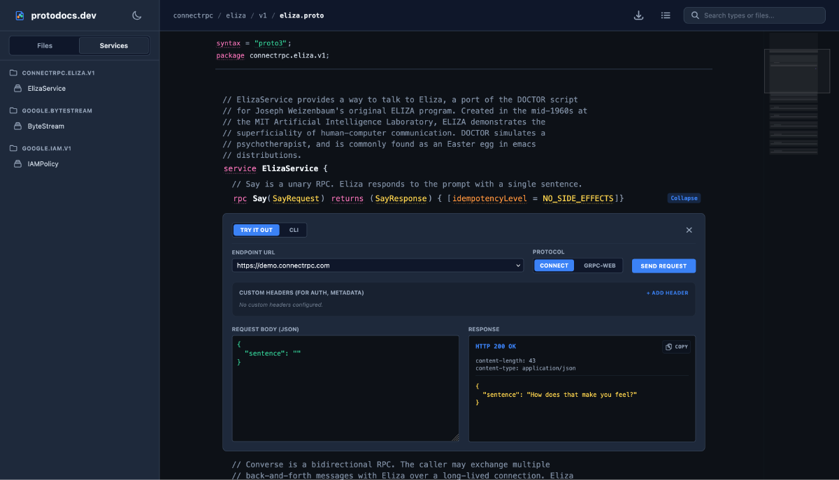 A screenshot showing that you can make requests, similar to swagger.