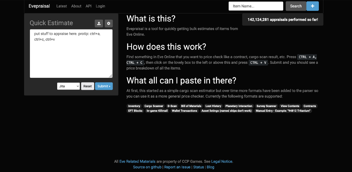 Evepraisal homepage in 2023