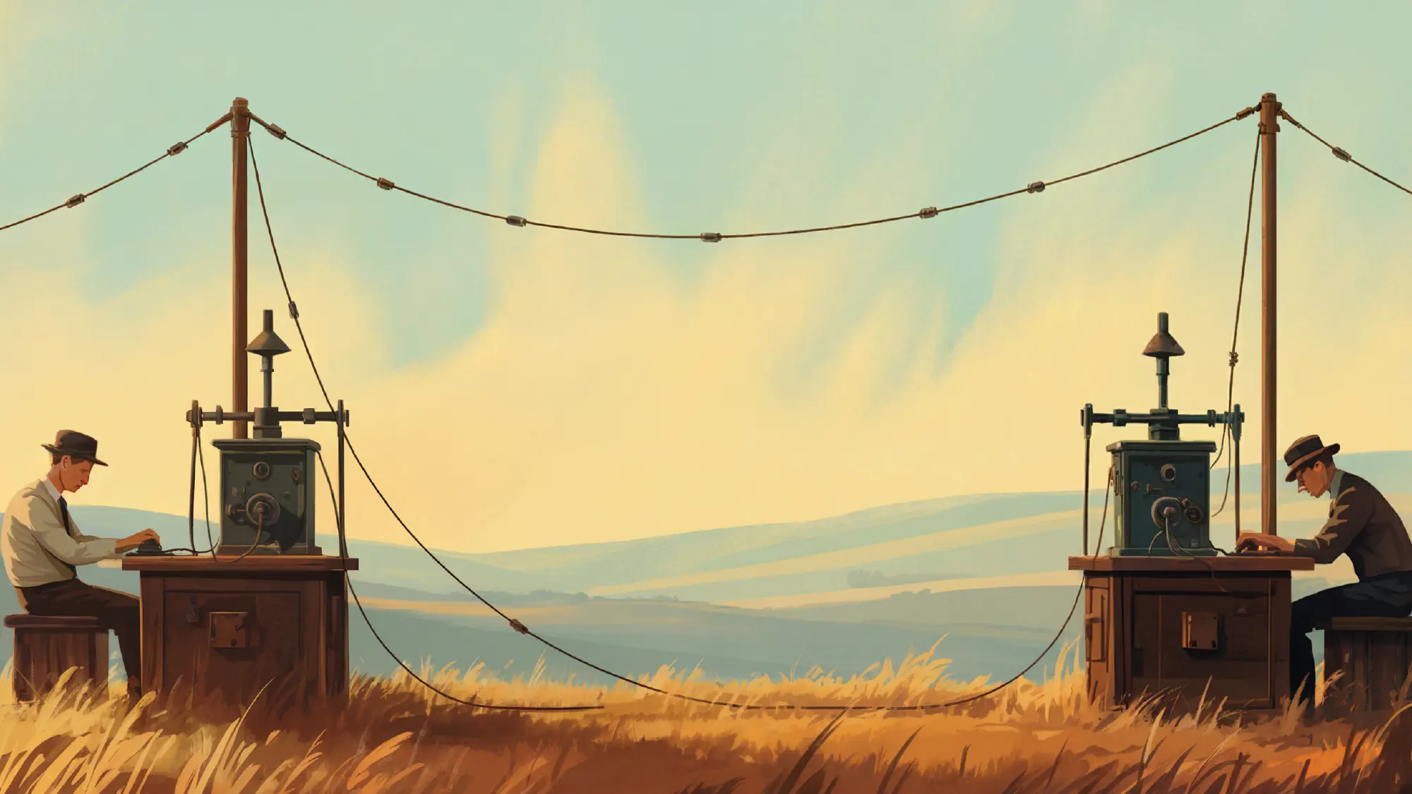 Illustration of telegraph operators