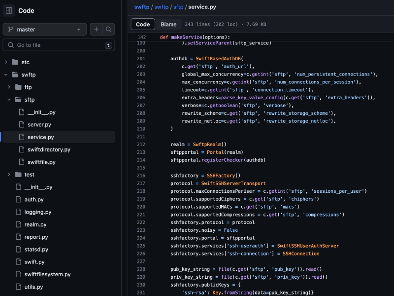 SwFTP: SFTP/FTP Server For Openstack Swift